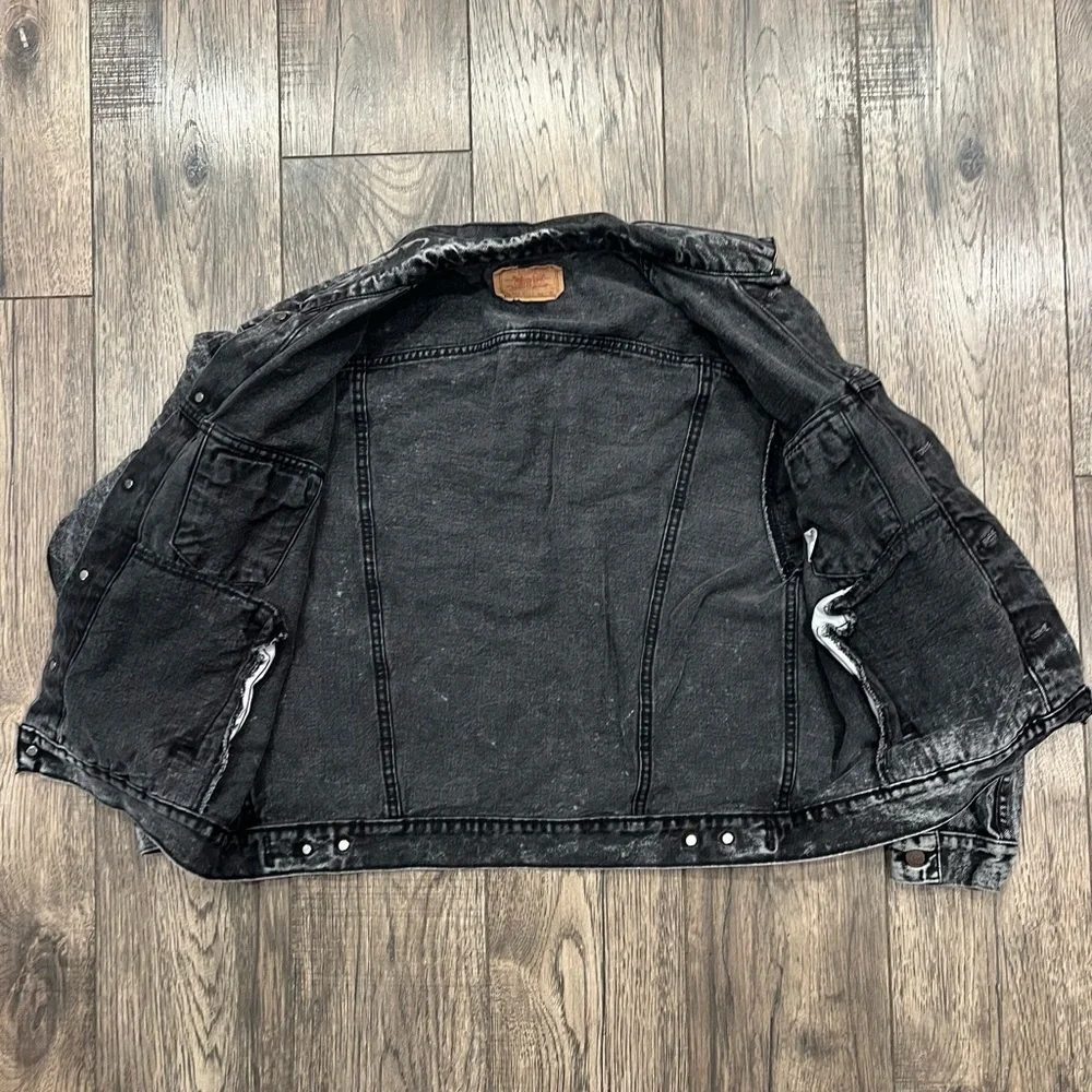 VTG 80s Levis Denim Trucker Jacket XL Black Acid Wash USA 70507 0253 Galactic - Picture 2 of 12